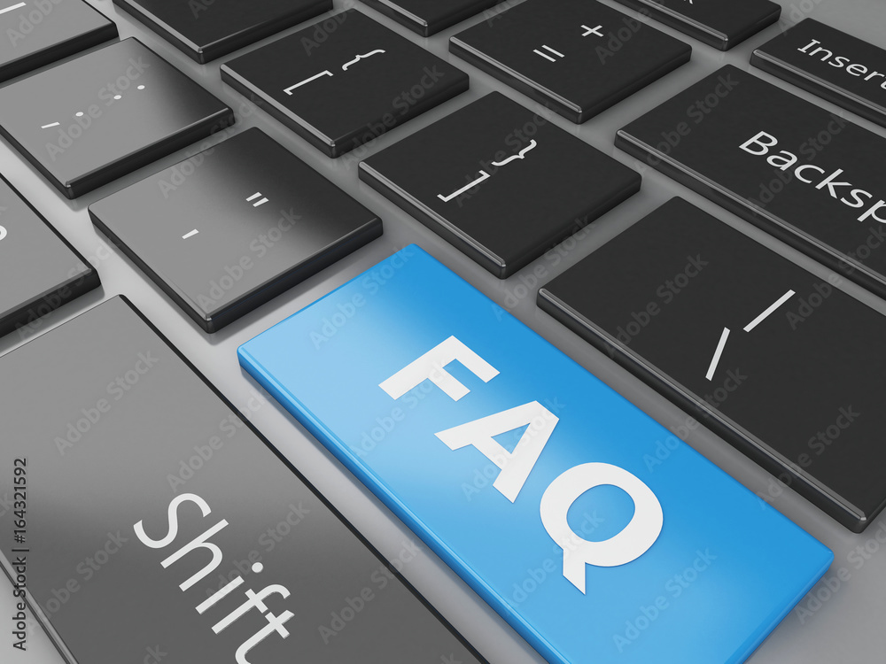 Poster 3d close up view of keyboard faq button
