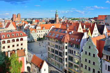 Obraz premium Aerial view of a Market Square in Wroclaw, Poland