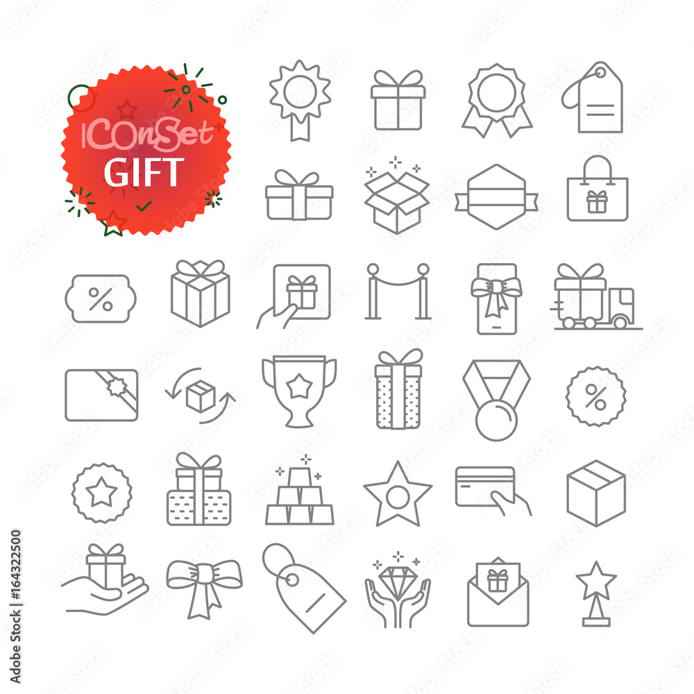 Aufkleber simple icons collection. web and mobile app outline icons set. gift and prize