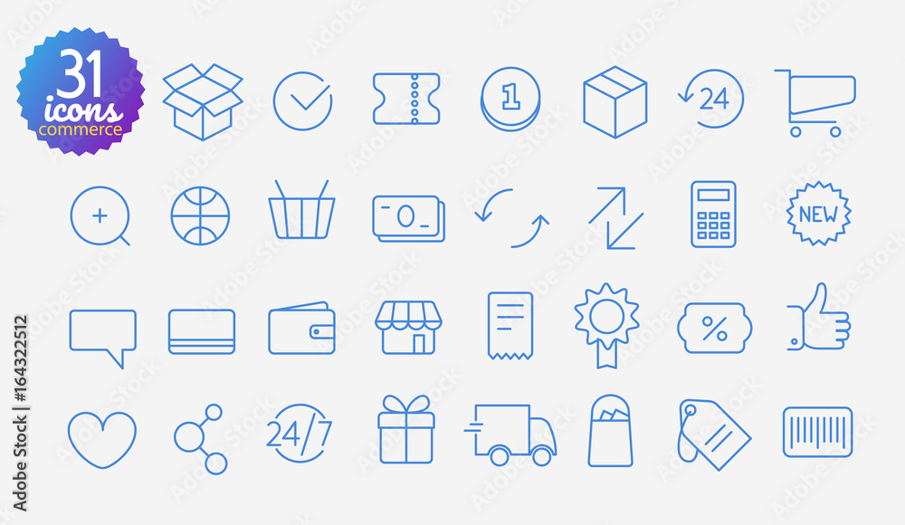 Poster Modern media web and mobile app thin line icons collection