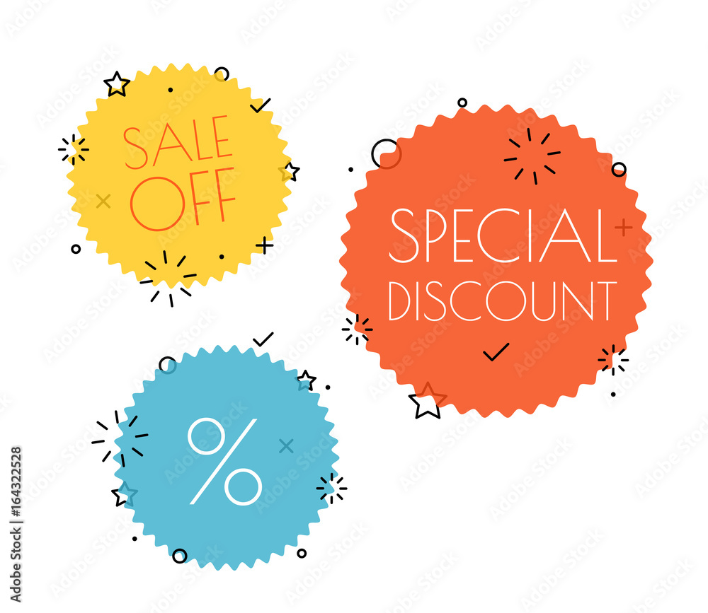 Aufkleber different shopping tags vector set. banners collection isolated on white