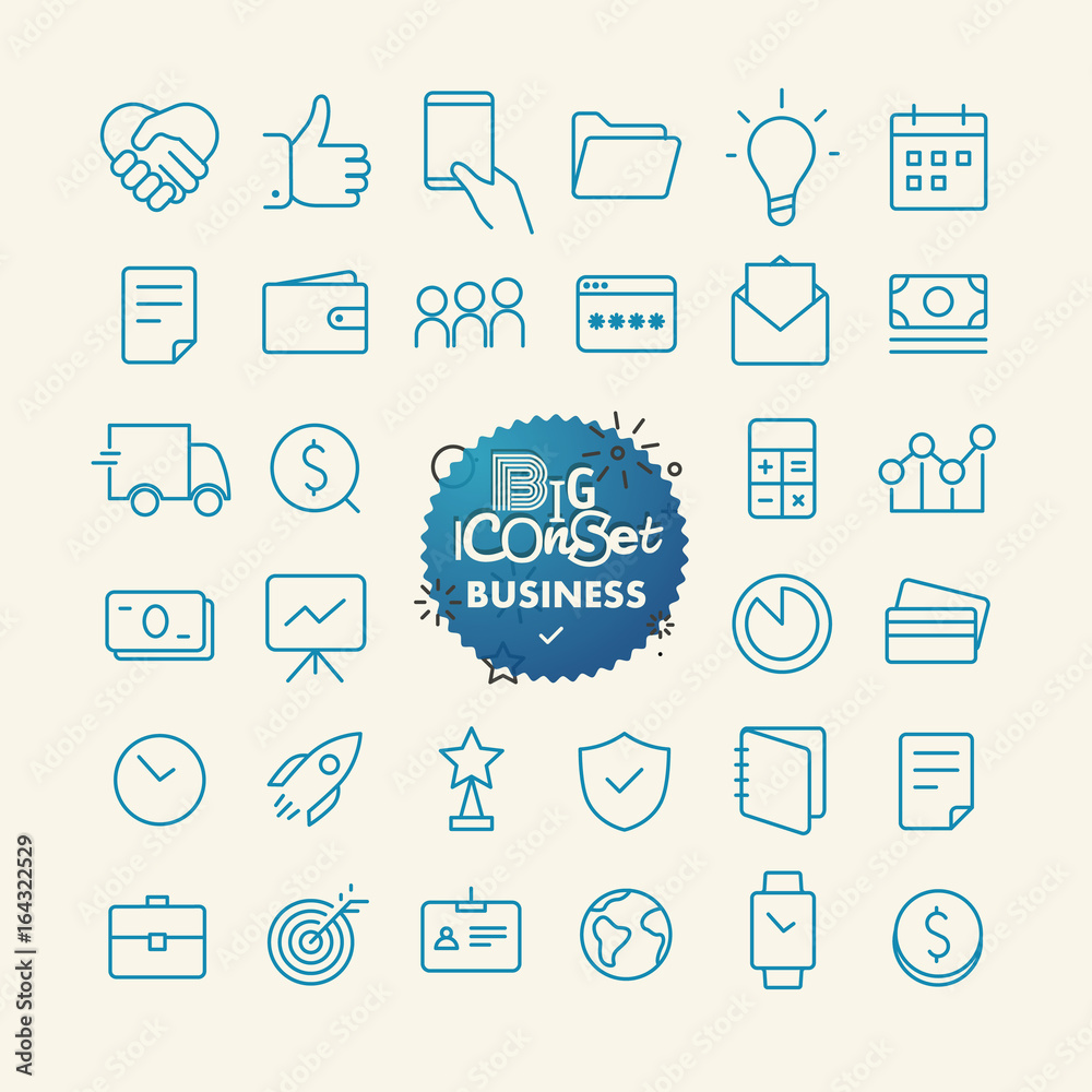 Poster Outline icon set. Web and mobile app thin line icons collection. Business