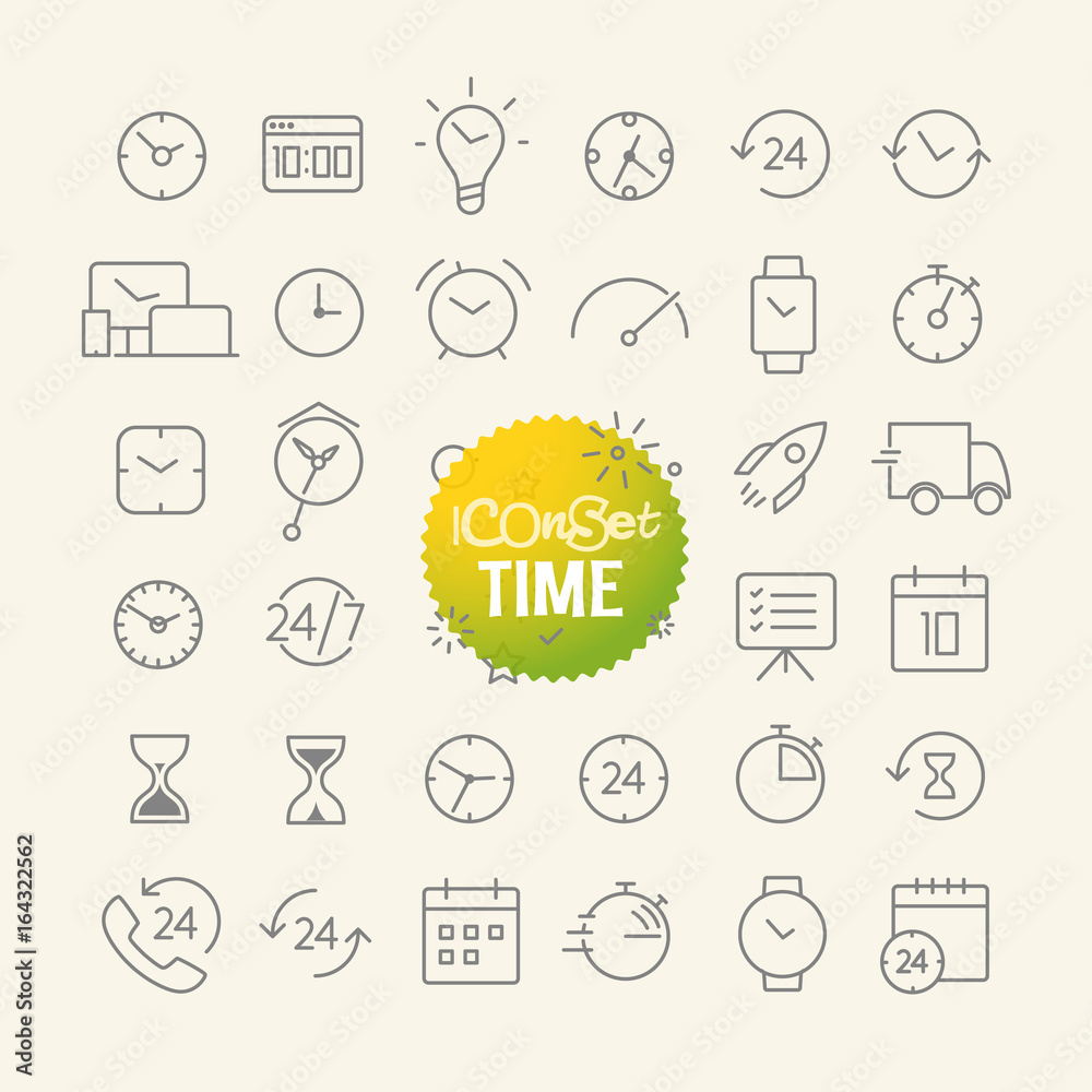 Poster Different trendy outline icons collection. Web and mobile app thin line icons