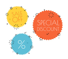 Different shopping tags vector set. Banners collection isolated on white