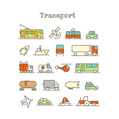 Different thin line color icons vector set. Transport