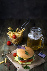 Homemade burger with bun