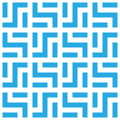 Abstract seamless pattern background. Maze of blue geometric design elements isolated on white background. Vector illustration.