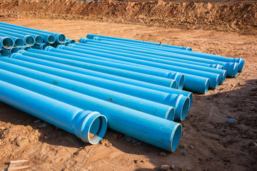 Construction Blue Pipes Plumbing Waste Water