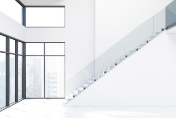 White empty room with a staircase