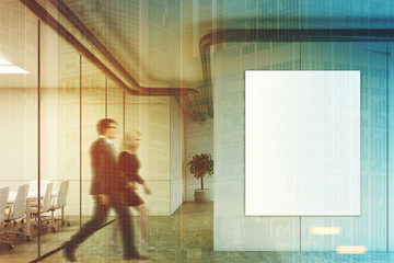 Front view of a glass meeting room, poster toned