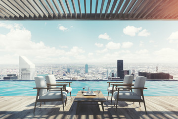White armchair cafe, cityscape