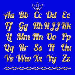 Vector golden alphabet. Golden letters.