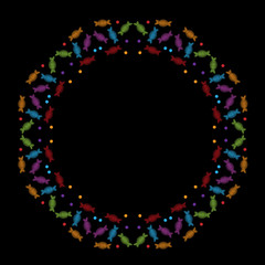Embroidery stitches imitation round frame with colorful  candy