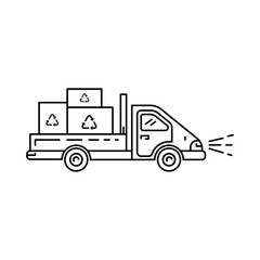 Truck transport of waste for recycling isolated on white background. In the back of a truck carrying waste for recycling