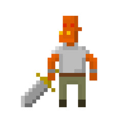 Pixel demonic orc warrior for games and applications