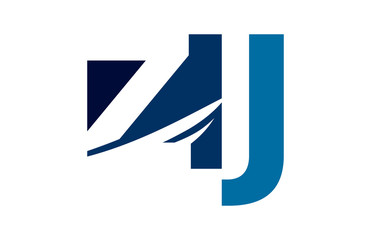 ZJ Negative Space Square Swoosh Letter Logo