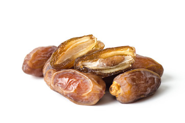 Dried date palm fruit (Deglet Noor) on white background,Ramadan fruit
