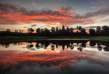 Angkor wat temple at sunrise