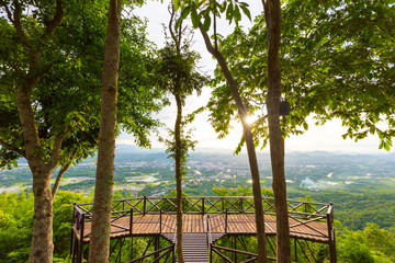 Beautiful landscape of Sunset with Viewpoint of Tourist, sky and cloudy view from top mountain Name is Phu Bo Bit, Loei, Thailand