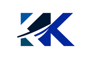 KK Negative Space Square Swoosh letter Logo