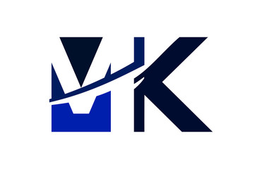MK Negative Space Square Swoosh letter Logo