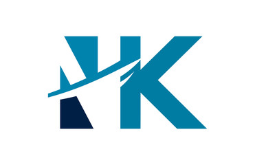 NK Negative Space Square Swoosh letter Logo