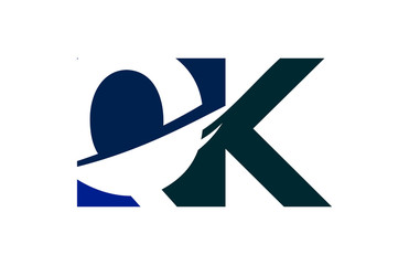 QK Negative Space Square Swoosh letter Logo