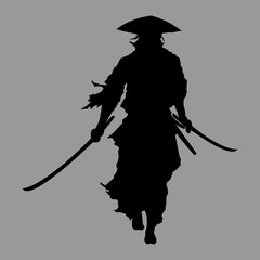 samurai silhouette - obrazy, fototapety, plakaty