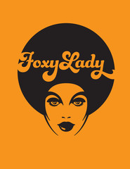 Foxy Lady Retro Illustration
Vector design of funky soul woman with afro on orange background.