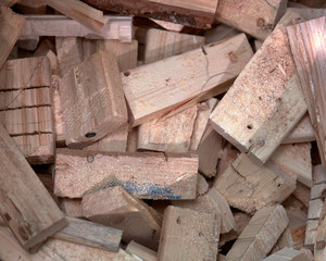 Blocks of discarded scrap wood