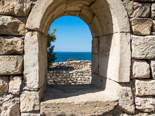 View from the window of an ancient house in Chersonese, Sevastopol
