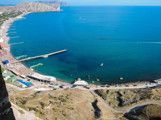 View from the Genoese fortress on the beaches of Sudak