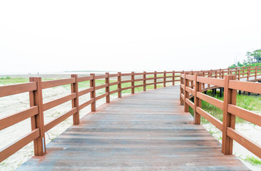 Fototapeta premium wood walkway at Dadaepo Beach in Busan