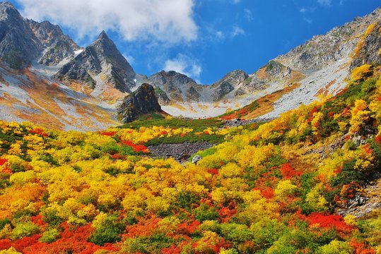 Karasawa valley painted in autumn colors