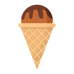 Ice cream of chocolate ingredients in wafer cone on white background cartoon flat vector illustration element for delicious food ice cream design