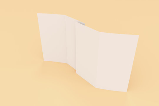 Blank White Two Fold Brochure Mockup On Orange Background