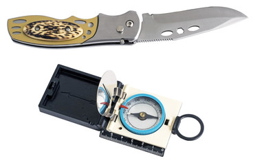 Knife with Rubberized Handle and Compass