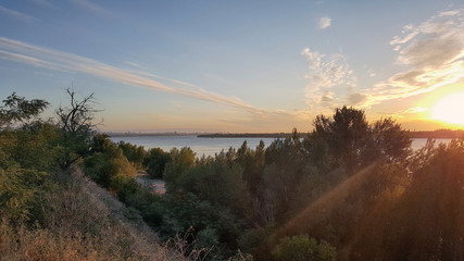 sunrise on the Volga river Russia