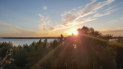 sunrise on the Volga river Russia