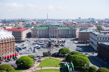 View of Saint Isaac's square and the Monument to Nicholas I in St. Petersburg, Russia