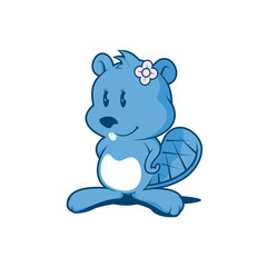 Beaver Character, Brown Beaver Sitting, Beaver with a Log, Hand Drawn Clipart, Vector Illustration EPS