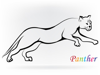 Logo panther jumping silhouette design