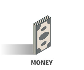 Money icon, vector symbol in isometric 3D style isolated on white background.