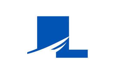 LL Negative Space Square Swoosh Letter Logo