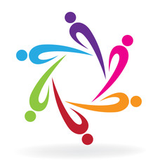 Logo teamwork swooshes business icon