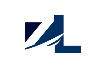 ZL Negative Space Square Swoosh Letter Logo