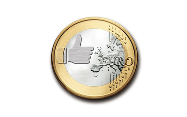 One euro with simbol of similar social network like