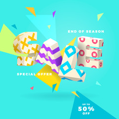 end of season sale white sign