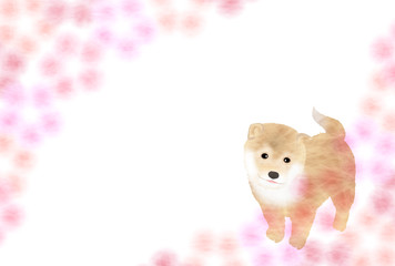 犬　年賀状　和紙　背景