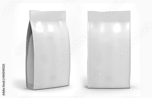 Download Blank White Foil Or Paper Food Stand Up Pouch Snack Sachet Bag Packaging 3d Render Illustration Isolated On White Background Mock Up Mockup 3d Template Ready For Your Design Wall Mural Godesignz